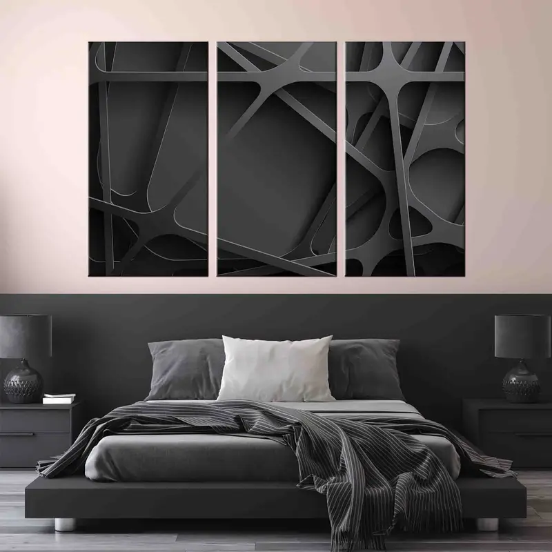 Black Wall Art, Modern Wall Decor, Canvas Wall Art, Abstract Wall Decor, Living Room Wall Art, Saloon Decor, Black Canvas, Luxury Wall Art, - 4