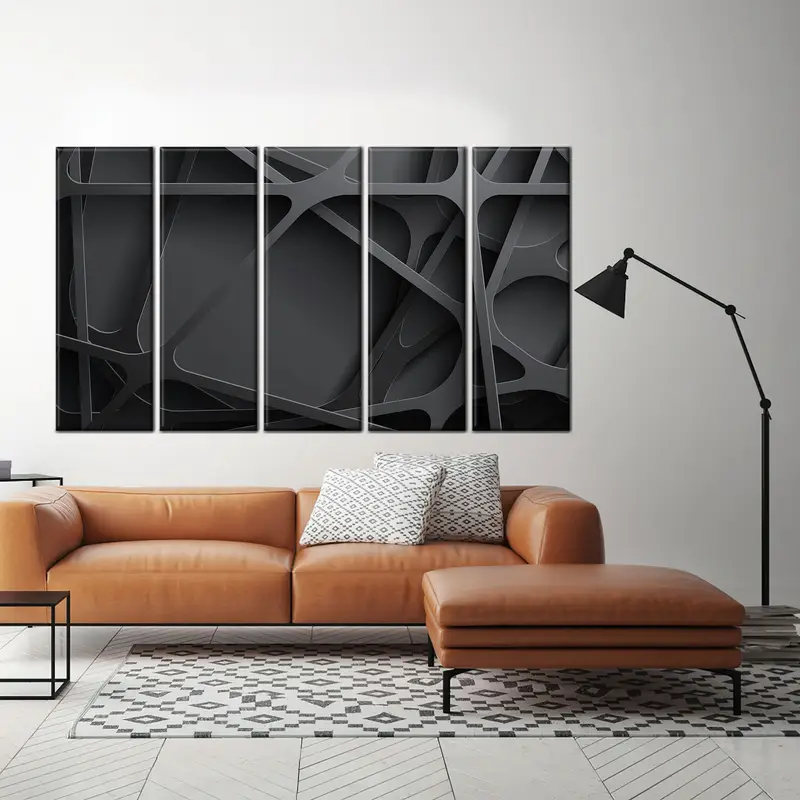 Black Wall Art, Modern Wall Decor, Canvas Wall Art, Abstract Wall Decor, Living Room Wall Art, Saloon Decor, Black Canvas, Luxury Wall Art, - 3
