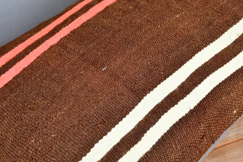 Oriental Cushion, Pillow, Handwoven Cushion Cover, Vintage Pillow, Kilim Pillow Cover, 20x28 Brown Cushion Cover, Handmade Kilim Cushion - 3