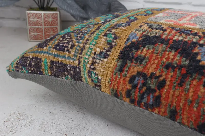 Wool Kilim Pillow Pillow, Accent Cushion, Throw Kilim Pillow, 18x18 Blue Cushion Cover, Pillow Sham, Boho Pillow, Toss Pillow Case, Pillow for Sofa - 6
