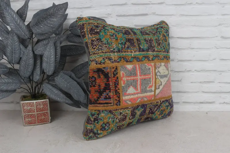 Wool Kilim Pillow Pillow, Accent Cushion, Throw Kilim Pillow, 18x18 Blue Cushion Cover, Pillow Sham, Boho Pillow, Toss Pillow Case, Pillow for Sofa - 3