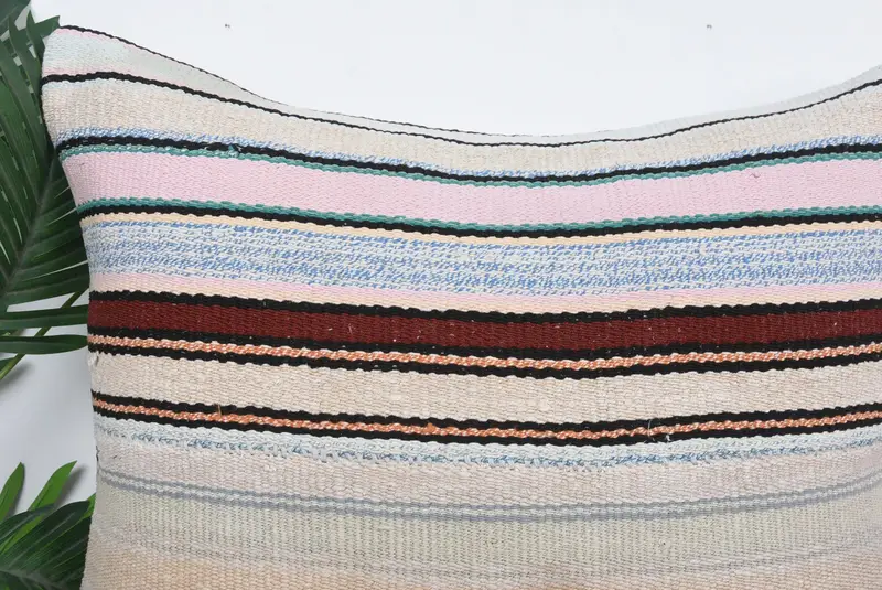 Kilim Rug Cushion Cover, Handmade Kilim Cushion, Throw Kilim Pillow, Cushion Cover, 24x24 Beige Pillow, Kilim Pillow, Chair Pillow Case - 2