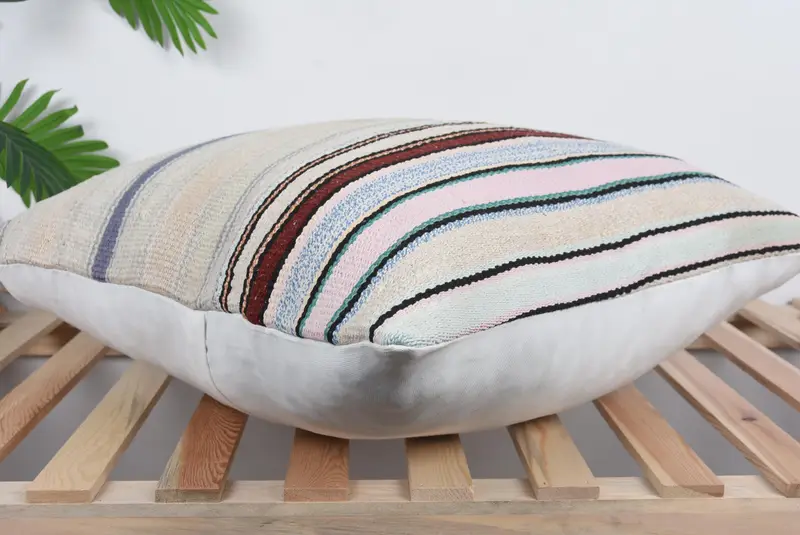 Kilim Rug Cushion Cover, Handmade Kilim Cushion, Throw Kilim Pillow, Cushion Cover, 24x24 Beige Pillow, Kilim Pillow, Chair Pillow Case - 6