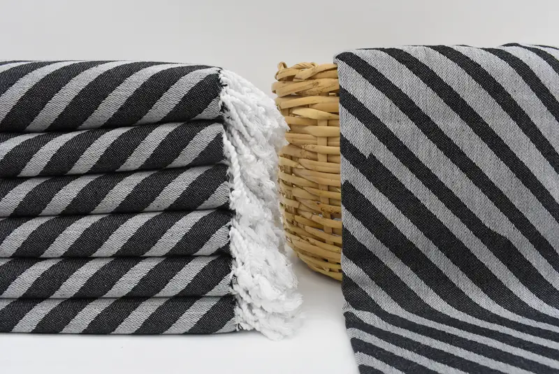 Bachelor Towel Black Striped Organic Cotton Personalized Gift Towel, 70x40 Inches