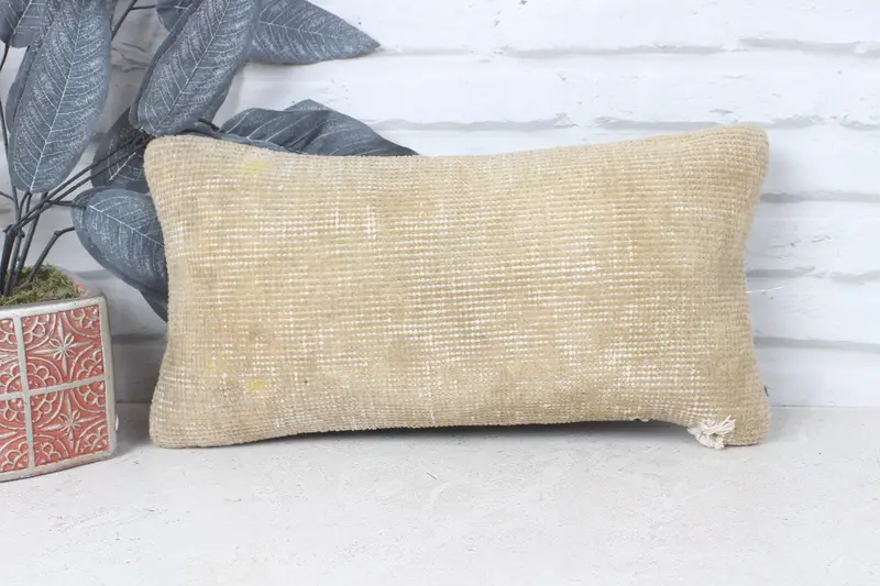 Accent Pillow, 8x16 Beige Cushion Cover, Outdoor Patio Cushion Case, Vintage Kilim Pillow, Cushion Case, Pillow for Couch, Boho Pillow - 1