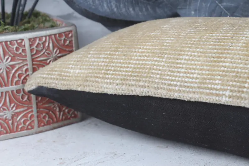 Accent Pillow, 8x16 Beige Cushion Cover, Outdoor Patio Cushion Case, Vintage Kilim Pillow, Cushion Case, Pillow for Couch, Boho Pillow - 7