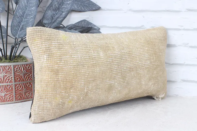 Accent Pillow, 8x16 Beige Cushion Cover, Outdoor Patio Cushion Case, Vintage Kilim Pillow, Cushion Case, Pillow for Couch, Boho Pillow - 4