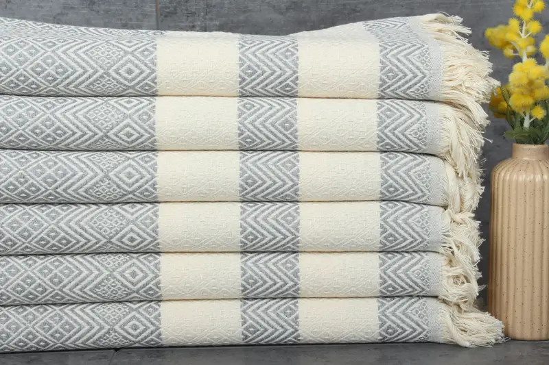 Diamond Towel Gray Cotton Bath Towel, Personalized, 40x71 Inches