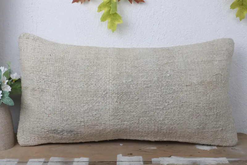 Pillow, 12x24 Beige Pillow Sham, Throw Kilim Pillow, Retro Throw Pillow Case, Turkish Pillow, Vintage Kilim Throw Pillow, Retro Pillow Case - 2