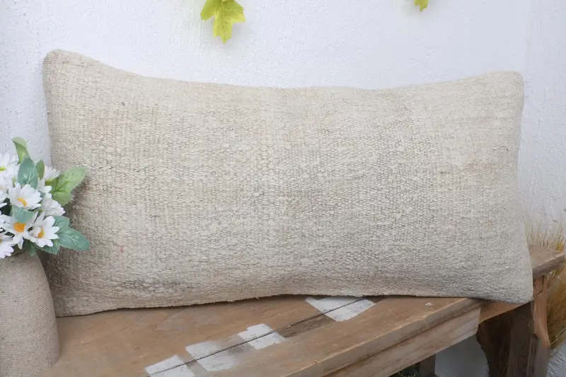 Pillow, 12x24 Beige Pillow Sham, Throw Kilim Pillow, Retro Throw Pillow Case, Turkish Pillow, Vintage Kilim Throw Pillow, Retro Pillow Case - 4