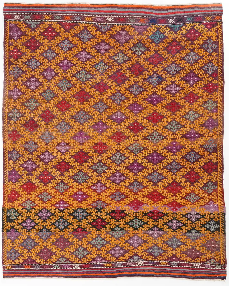 Canlı Sarı Halı, 6,2x7,4 ft Zarif İlave