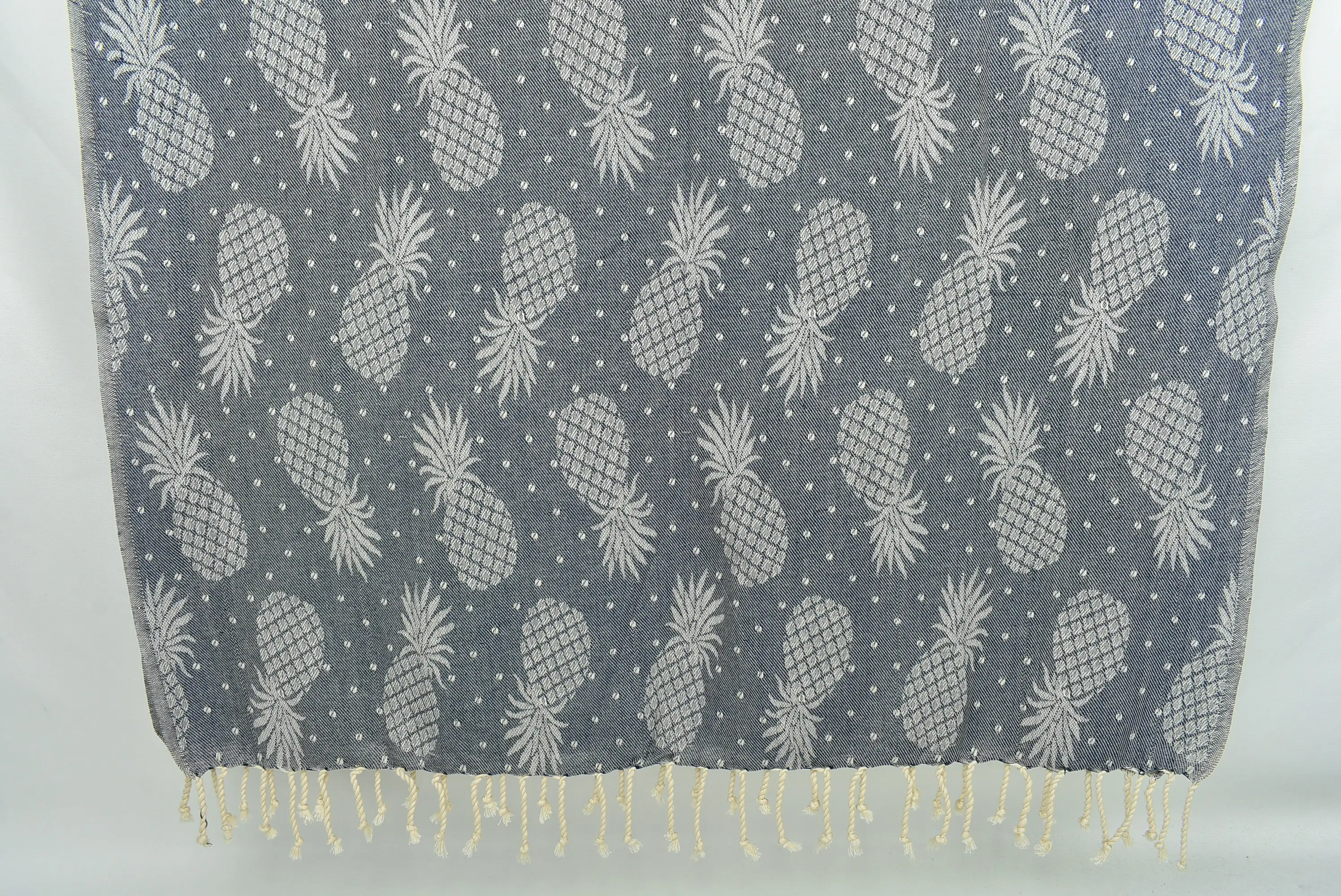 Oversized Turkish Towel Navy Pineapple Pattern, 40x79 Inches - 1