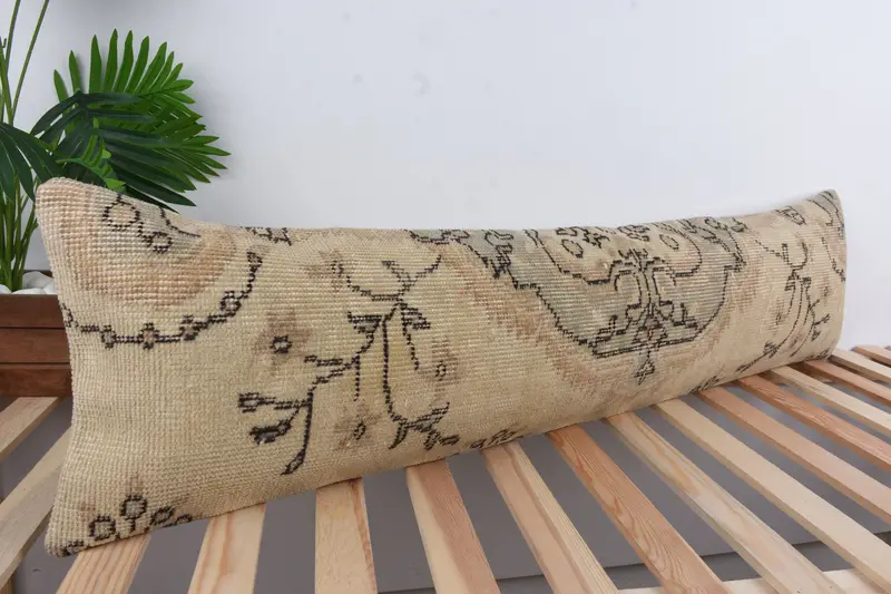Office Chair Pillow Cover, Pillow Cover, Luxury Pillow Sham, Ethnical Kilim Rug Pillow, Pillow for Sofa, 12x48 Beige Cushion Case, Gift Pillow - 4