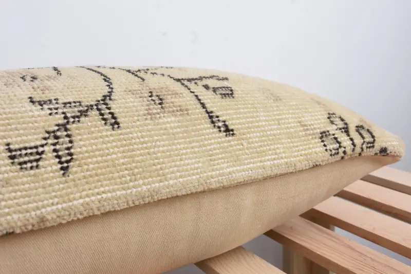 Office Chair Pillow Cover, Pillow Cover, Luxury Pillow Sham, Ethnical Kilim Rug Pillow, Pillow for Sofa, 12x48 Beige Cushion Case, Gift Pillow - 7