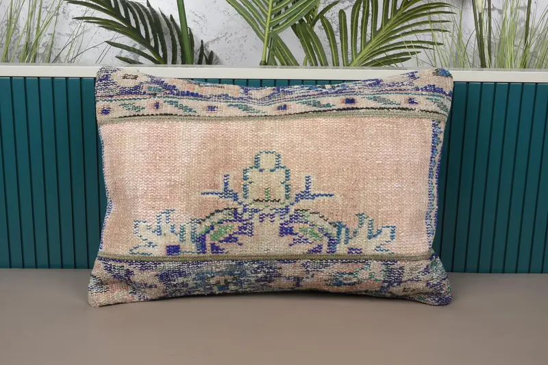 Orange & Bronze Patchwork Kissen, 16x24 handgemachtes Kissen