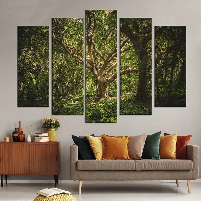 Trees Canvas Decor, Jungle Wall Art Canvas, Green Canvas Print, Nature Wall Decor, Serenity Canvas Painting, Jungle Tree Wall Art, Canvas - 5