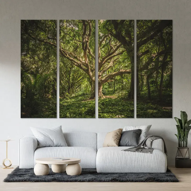 Trees Canvas Decor, Jungle Wall Art Canvas, Green Canvas Print, Nature Wall Decor, Serenity Canvas Painting, Jungle Tree Wall Art, Canvas - 3