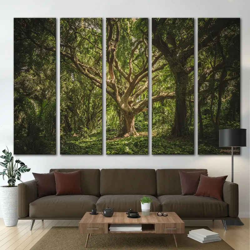 Trees Canvas Decor, Jungle Wall Art Canvas, Green Canvas Print, Nature Wall Decor, Serenity Canvas Painting, Jungle Tree Wall Art, Canvas - 4