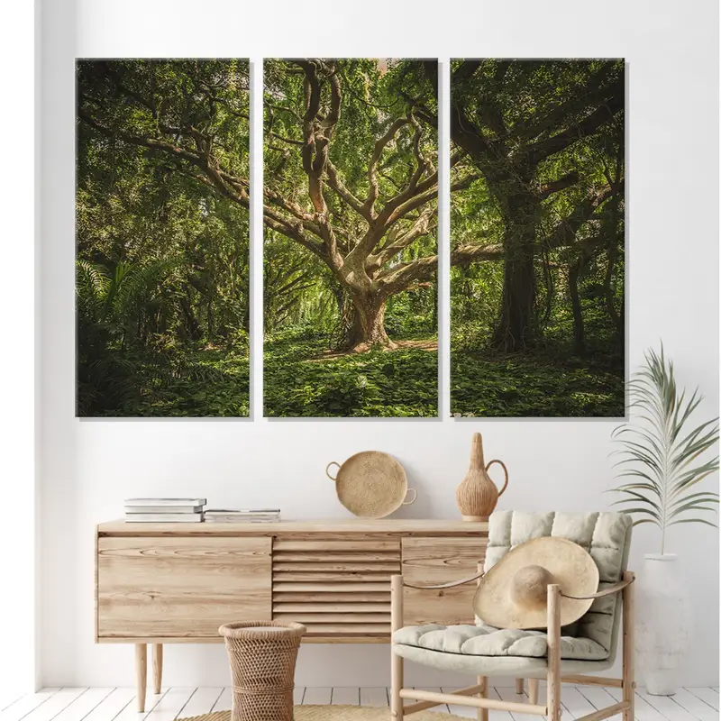 Trees Canvas Decor, Jungle Wall Art Canvas, Green Canvas Print, Nature Wall Decor, Serenity Canvas Painting, Jungle Tree Wall Art, Canvas - 2