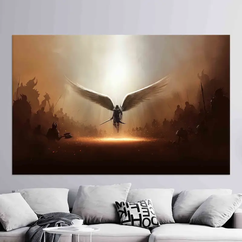 エレガントな戦士の天使のキャンバス: トレンディで芸術的な印刷された傑作