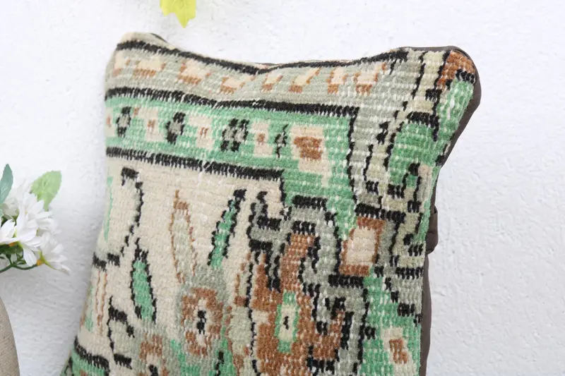 Decorative Pillow Sham, Ethnical Kilim Rug Pillow, Throw Kilim Pillow, 12x12 Beige Cushion Cover, Kilim Rug Pillow Cover, Pillow for Couch, Pillow - 5
