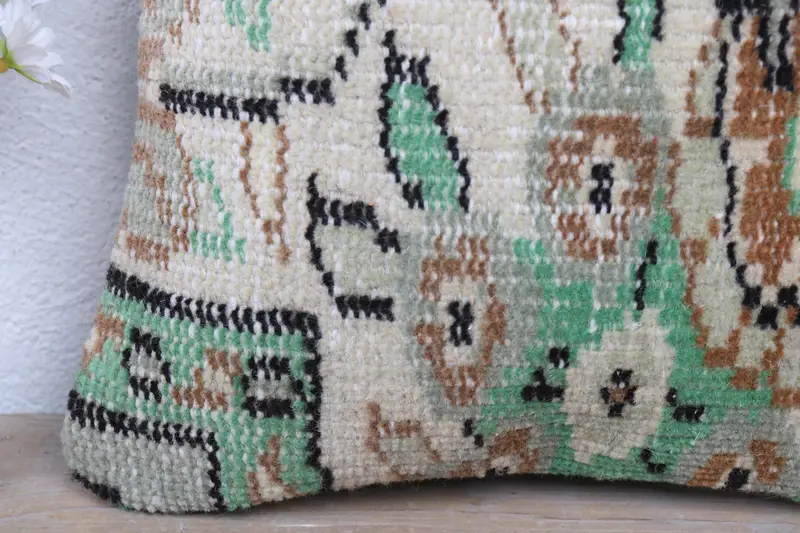 Decorative Pillow Sham, Ethnical Kilim Rug Pillow, Throw Kilim Pillow, 12x12 Beige Cushion Cover, Kilim Rug Pillow Cover, Pillow for Couch, Pillow - 3