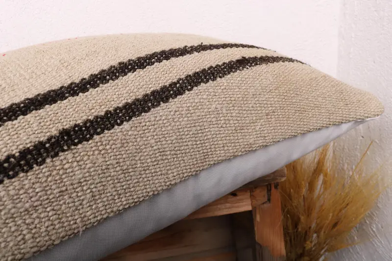 Handmade Kilim Cushion, Home Decor Pillow, Pillow Sham, 16x24 Beige Cushion Case, Turkish Pillow, Wholesale Pillow Cover, Vintage Cushion Case - 6