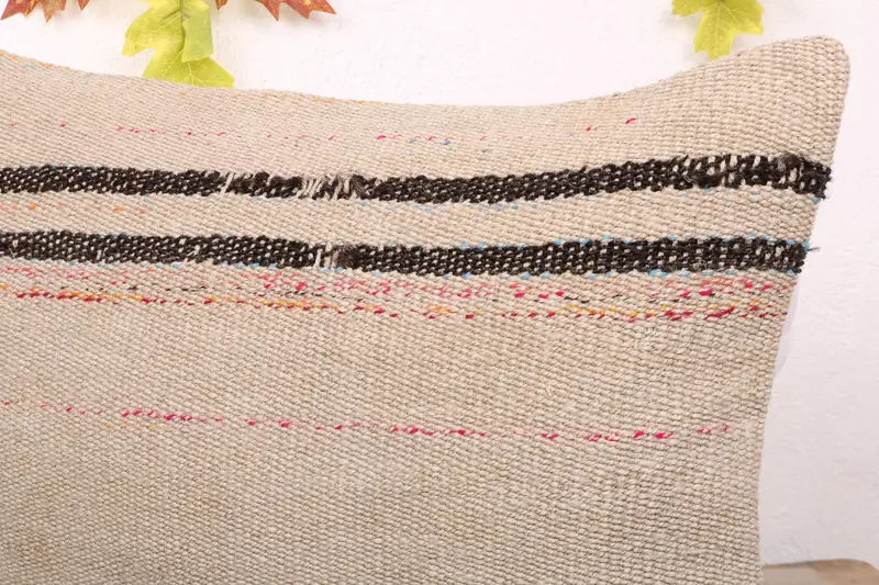 Handmade Kilim Cushion, Home Decor Pillow, Pillow Sham, 16x24 Beige Cushion Case, Turkish Pillow, Wholesale Pillow Cover, Vintage Cushion Case - 5