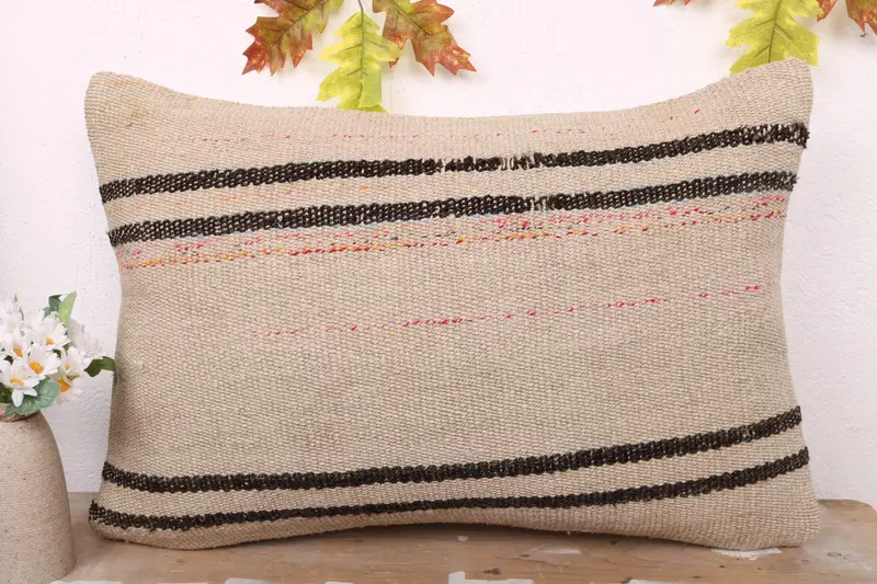 Handmade Kilim Cushion, Home Decor Pillow, Pillow Sham, 16x24 Beige Cushion Case, Turkish Pillow, Wholesale Pillow Cover, Vintage Cushion Case - 2