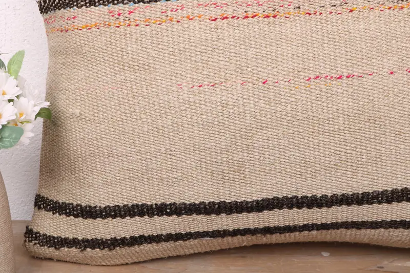 Handmade Kilim Cushion, Home Decor Pillow, Pillow Sham, 16x24 Beige Cushion Case, Turkish Pillow, Wholesale Pillow Cover, Vintage Cushion Case - 3