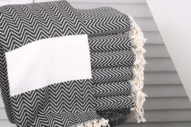 Gift for Coworker Black-White Chevron Towel 40x71 Inches