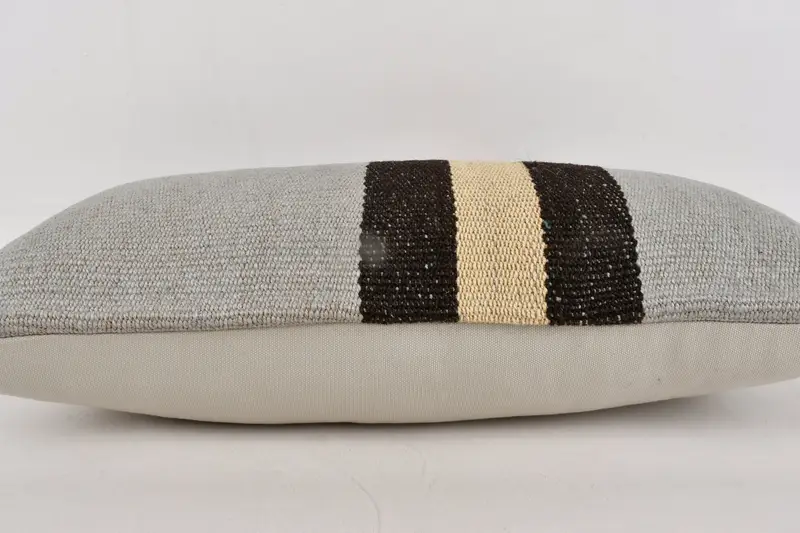 Pillow, Retro Cushion Case, Vintage Kilim Pillow, Antique Pillows, Pillow for Sofa, Ottoman Cushion Case, 12x24 Gray Cushion Case - 5
