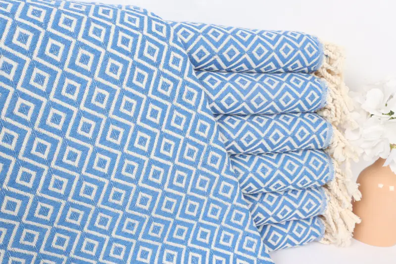 Kişiye Özel Türk Havlusu Mavi 40x71 İnç Düğün Hediyesi