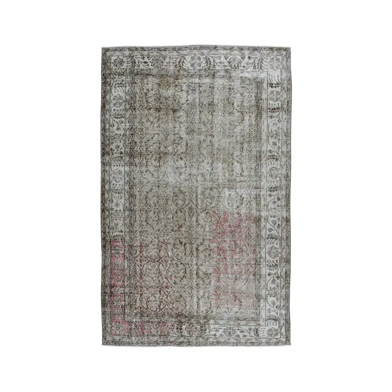 5.1x8.1 ft Turkish Rug, Vintage Large Rug, Gray Red Moroccan Rug - 1