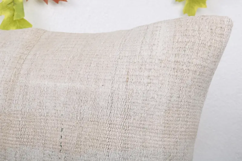 Cushion, Boho Pillow Sham Cover, Office Chair Pillow Sham, 16x24 White Pillow Sham, Handmade Kilim Cushion, Kilim Pillow, Tribal Pillow Cover - 5
