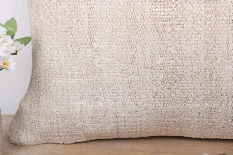 Cushion, Boho Pillow Sham Cover, Office Chair Pillow Sham, 16x24 White Pillow Sham, Handmade Kilim Cushion, Kilim Pillow, Tribal Pillow Cover - 3