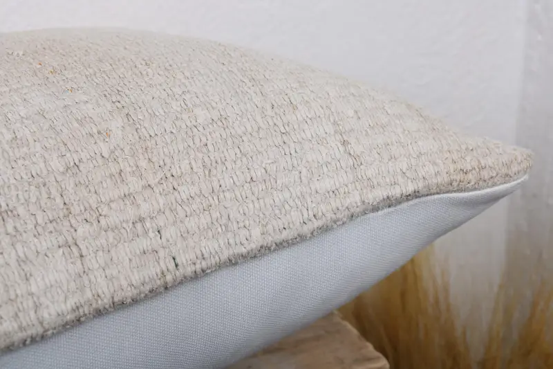 Cushion, Boho Pillow Sham Cover, Office Chair Pillow Sham, 16x24 White Pillow Sham, Handmade Kilim Cushion, Kilim Pillow, Tribal Pillow Cover - 6