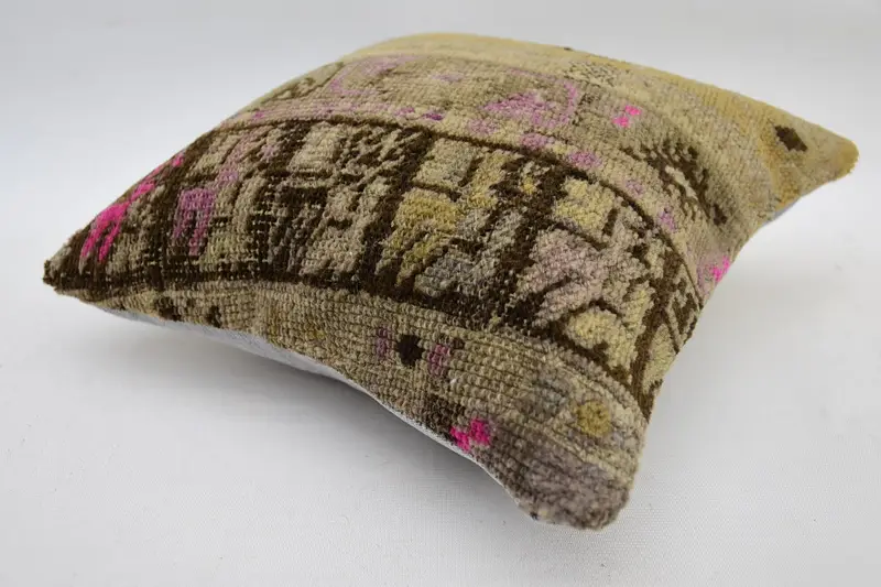 Gift Pillow, Cushion Case, 12x12 Brown Cushion, One Of A Kind Cushion Case, Turkish Kilim Pillow, Throw Kilim Pillow, Ikat Cushion - 5