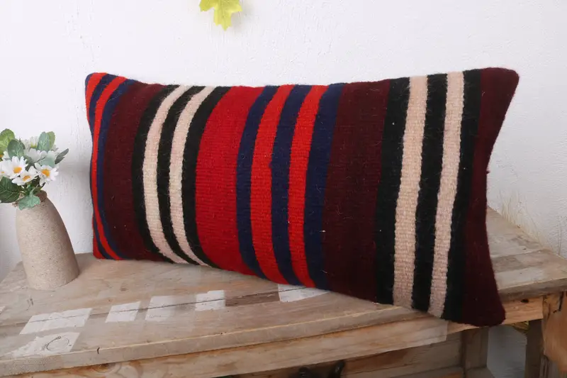 Cushion, Turkish Rugs Cushion, Turkish Pillow, Boho Pillow, Boho Chic Pillow, One Of A Kind Cushion, 12x24 Brown Cushion Cover, Pillow for Couch - 4