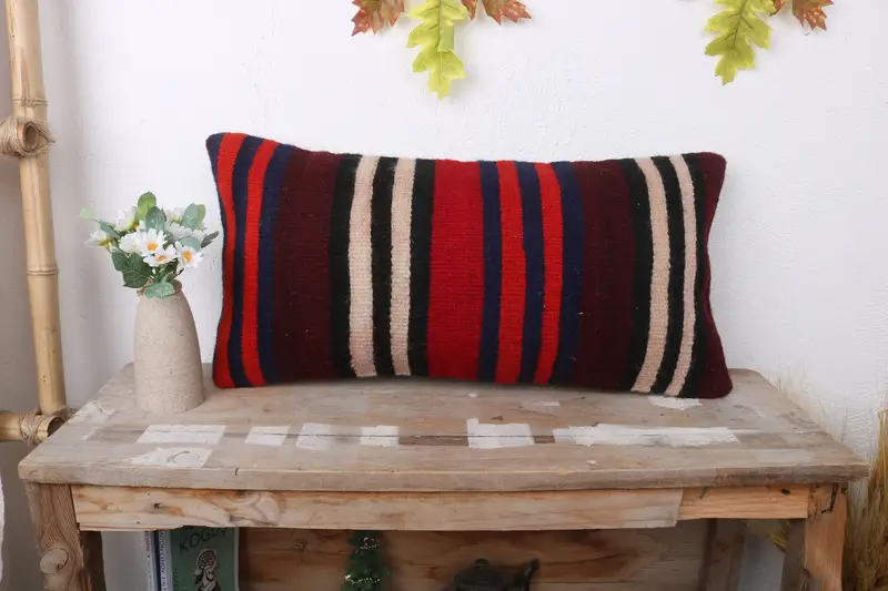 Cushion, Turkish Rugs Cushion, Turkish Pillow, Boho Pillow, Boho Chic Pillow, One Of A Kind Cushion, 12x24 Brown Cushion Cover, Pillow for Couch - 1
