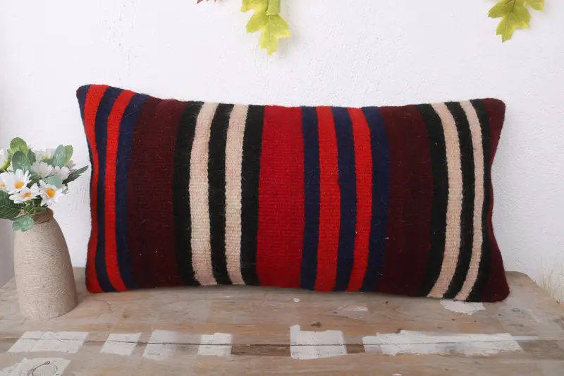 Cushion, Turkish Rugs Cushion, Turkish Pillow, Boho Pillow, Boho Chic Pillow, One Of A Kind Cushion, 12x24 Brown Cushion Cover, Pillow for Couch - 2