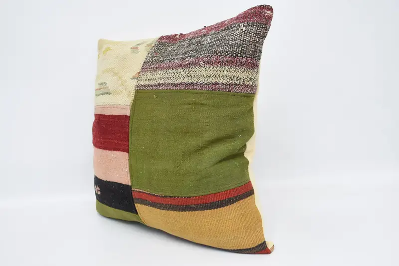Pillow for Sofa, Cushion, 24x24 Green Pillow Case, Traditional Pillow Cover, Throw Kilim Pillow, Patio Cushion, Home Decor Pillow - 4