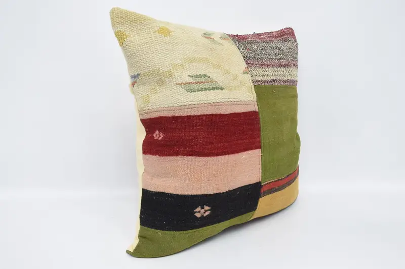 Pillow for Sofa, Cushion, 24x24 Green Pillow Case, Traditional Pillow Cover, Throw Kilim Pillow, Patio Cushion, Home Decor Pillow - 3