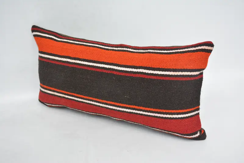 Home Decor Pillow, Retro Throw Cushion Case, Pillow, Authentic Cushion, 12x24 Orange Cushion, Kilim Pillow Cover, Vintage Kilim Throw Pillow - 4