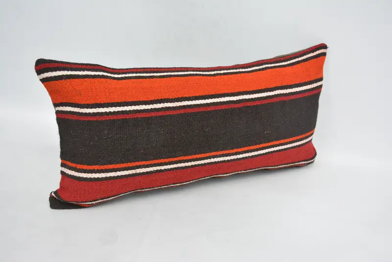 Home Decor Pillow, Retro Throw Cushion Case, Pillow, Authentic Cushion, 12x24 Orange Cushion, Kilim Pillow Cover, Vintage Kilim Throw Pillow - 3