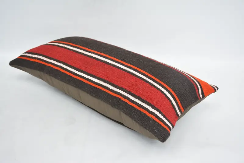 Home Decor Pillow, Retro Throw Cushion Case, Pillow, Authentic Cushion, 12x24 Orange Cushion, Kilim Pillow Cover, Vintage Kilim Throw Pillow - 6