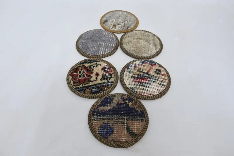 Bohemian Blue and Gray Round Coaster, Unique Bohemian Coaster