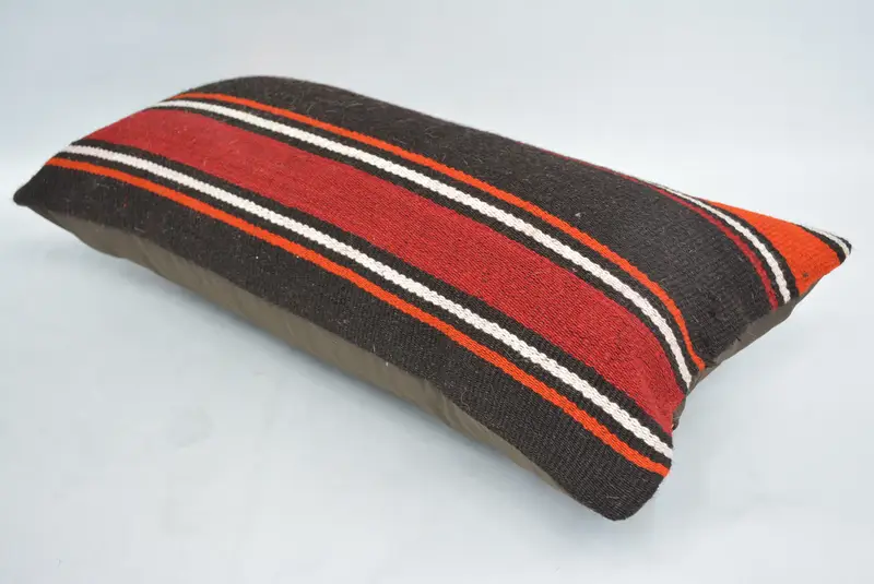 12x24 Orange Cushion Case, Gift Pillow, Vintage Kilim Pillow, Cushion Cover, Ethnic Throw Pillow Sham, Outdoor Bolster Pillow, Kilim Pillow - 6
