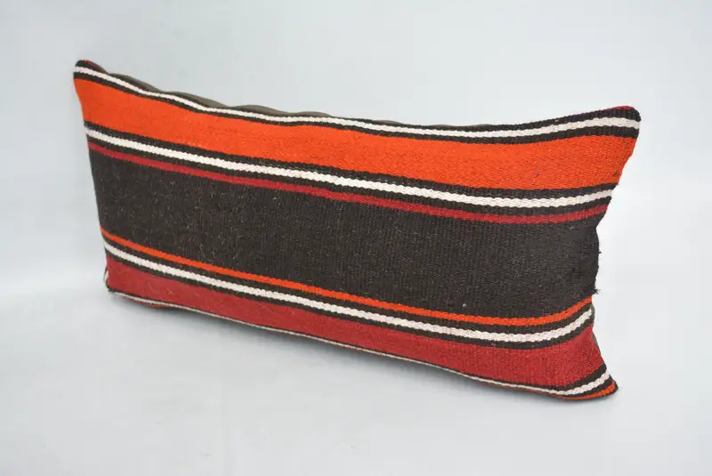 12x24 Orange Cushion Case, Gift Pillow, Vintage Kilim Pillow, Cushion Cover, Ethnic Throw Pillow Sham, Outdoor Bolster Pillow, Kilim Pillow - 4
