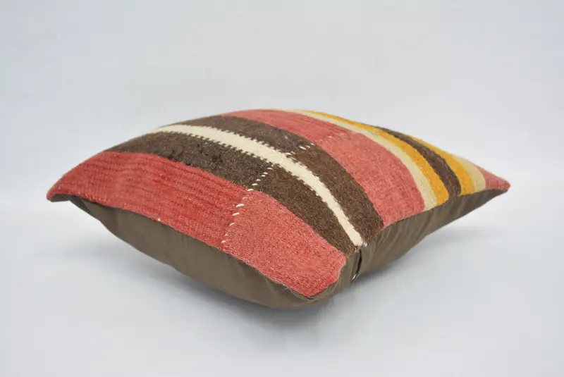 Red & Brown Embroidered Throw Pillow, 12x12 Inches Size Pillow - 6